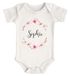 Baby Body mit Namen Blütenkranz Blumen Geschenk zum Geburtstag mit Wunschame Geburt Mädchen Bio-Baumwolle SpecialMe®preview
