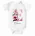 Baby Body mit Namen und Monogramm Blumendesign Wunschname Geschenk Geburt Bio-Baumwolle SpecialMe®preview