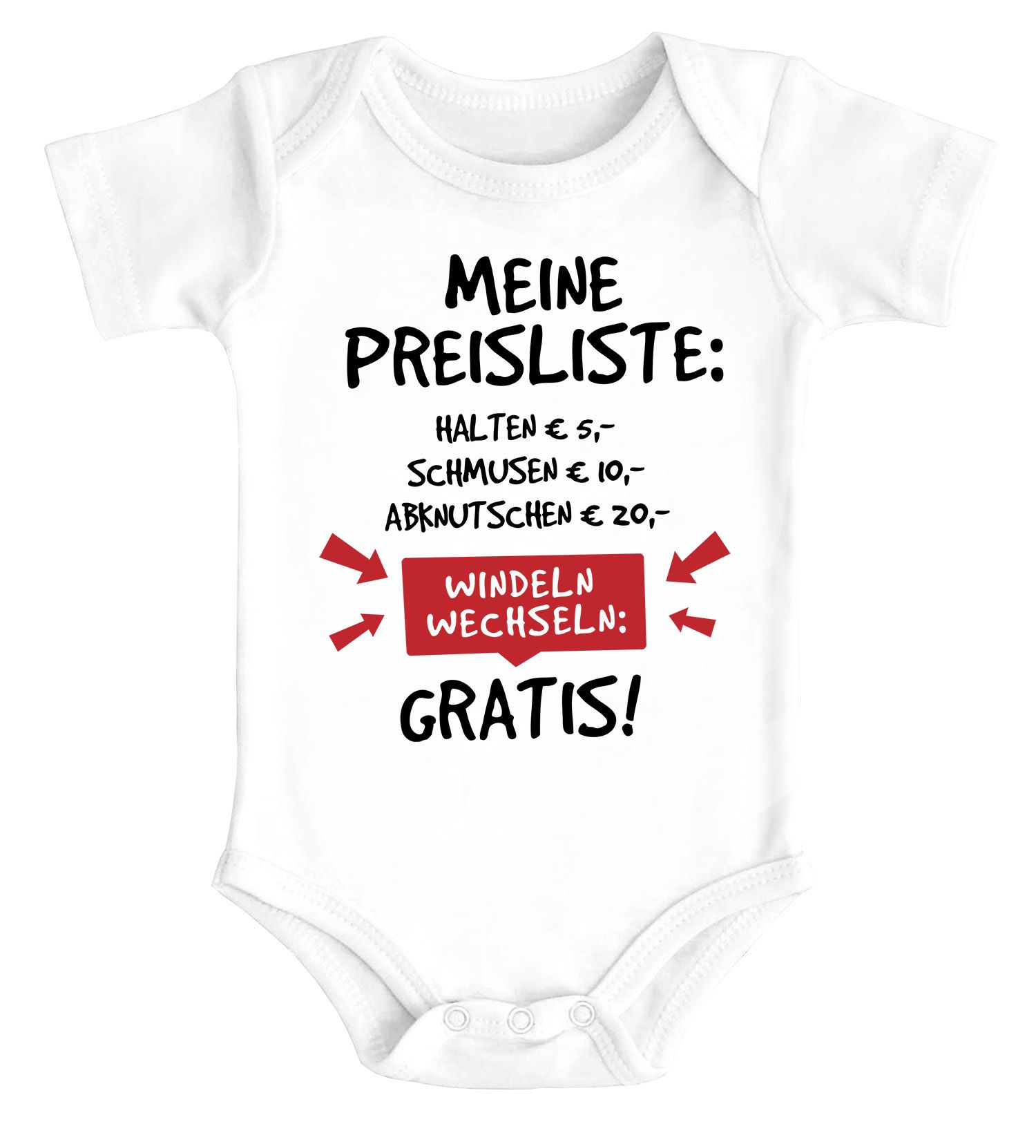 Baby Body mit Spruch lustig meine Preisliste BioBaumwolle Jungen