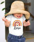 Baby Body Regenbogen Herz Design mit Namen personalisiert | Boho Style | Mädchen Jungen kurzarm Bio Baumwolle SpecialMe®preview