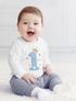 Baby Langarm-Shirt 1. Geburtstag Zahl 1 bzw. 2 mit Krone Sternen Geburtstagsshirt Bio-Baumwolle MoonWorks®preview