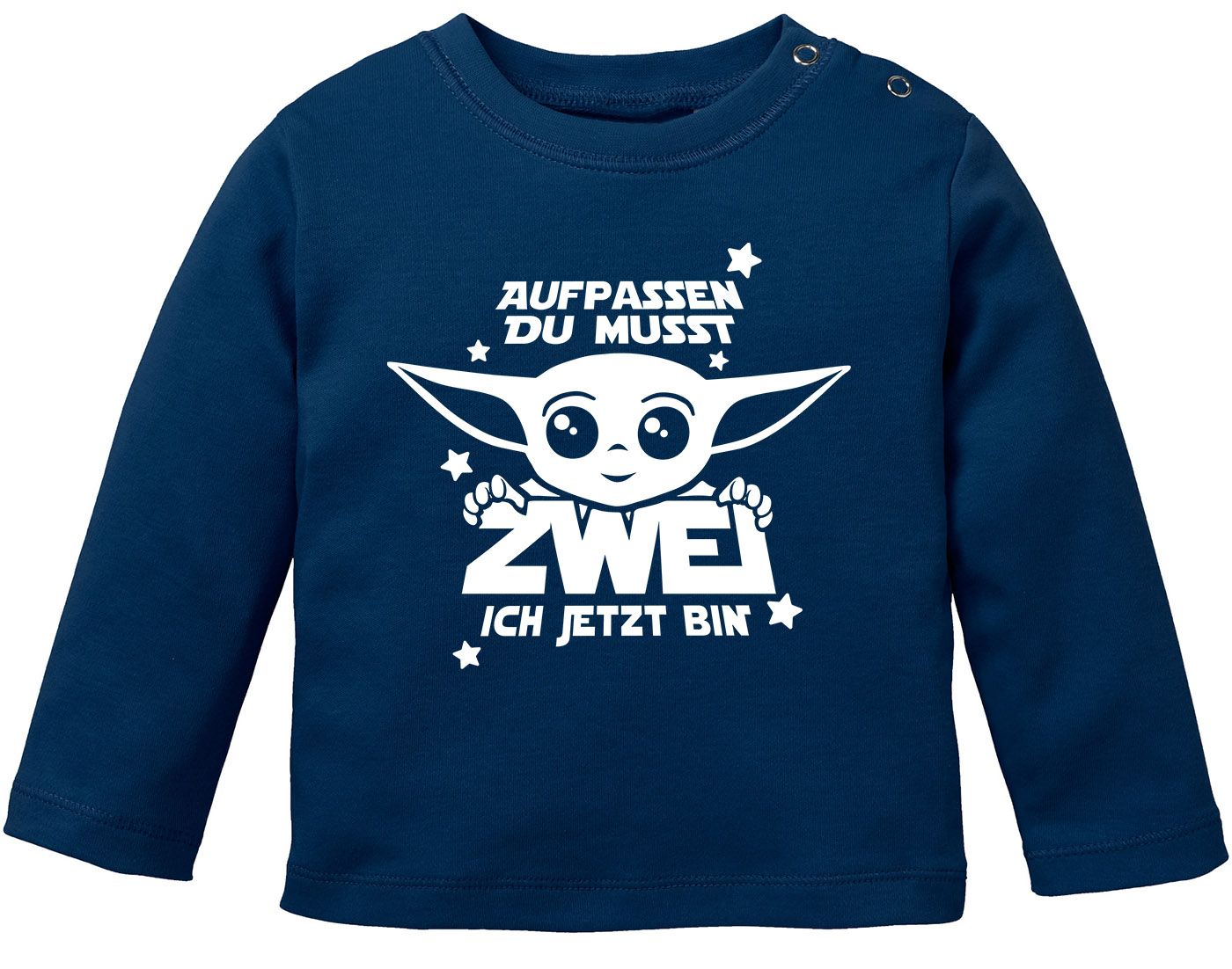Baby Langarm-Shirt Baby Yoda Parodie 1 / 2 Geburtstag Spruch Geburtstagsshirt Bio-Baumwolle Junge/Mädchen MoonWorks®