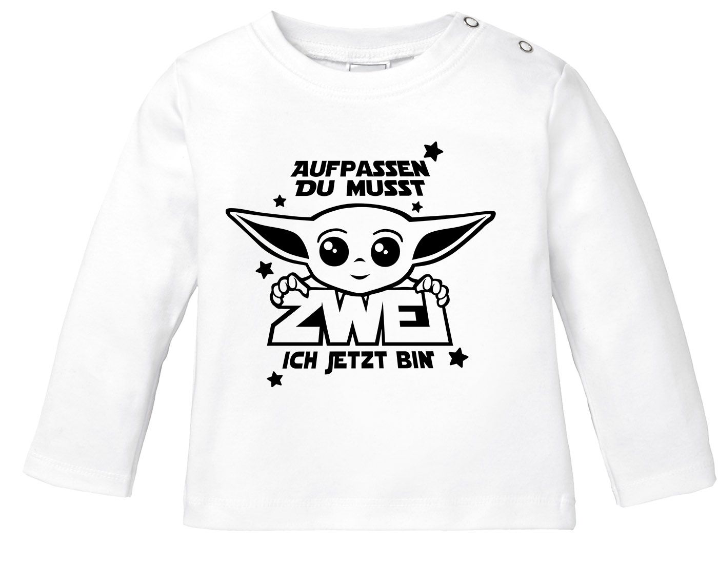 Baby Langarm-Shirt Baby Yoda Parodie 1 / 2 Geburtstag Spruch Geburtstagsshirt Bio-Baumwolle Junge/Mädchen MoonWorks®
