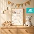 Baby Poster personalisiert mit Geburtsdaten – Geburtsposter mit Teddybär, Wolken & Sternen – Name Datum Größe Gewicht – Geschenk zur Geburt SpecialMe® preview