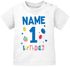 Baby T-Shirt 1. Geburtstag personalisiert Name erster Geburtstag Zahl Geburtstagsshirt kurzarm Bio-Baumwolle MoonWorks®preview