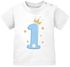 Baby T-Shirt 1. Geburtstag Zahl 1 bzw. 2 mit Krone und Sternen Geburtstagsshirt kurzarm Bio-Baumwolle MoonWorks®preview