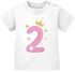 Baby T-Shirt 1. Geburtstag Zahl 1 bzw. 2 mit Krone und Sternen Geburtstagsshirt kurzarm Bio-Baumwolle MoonWorks®preview