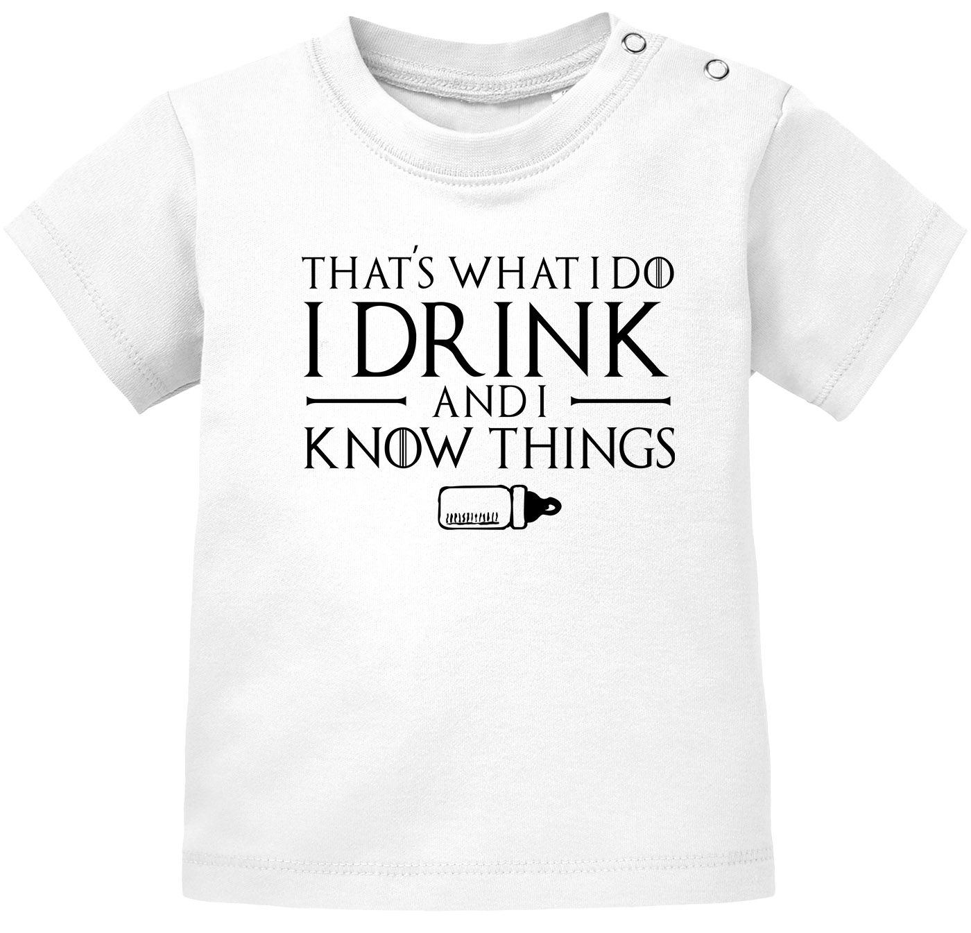 Baby T-Shirt kurzarm Babyshirt I Drink and I Know Things Milch Jungen Mädchen Shirt Moonworks®