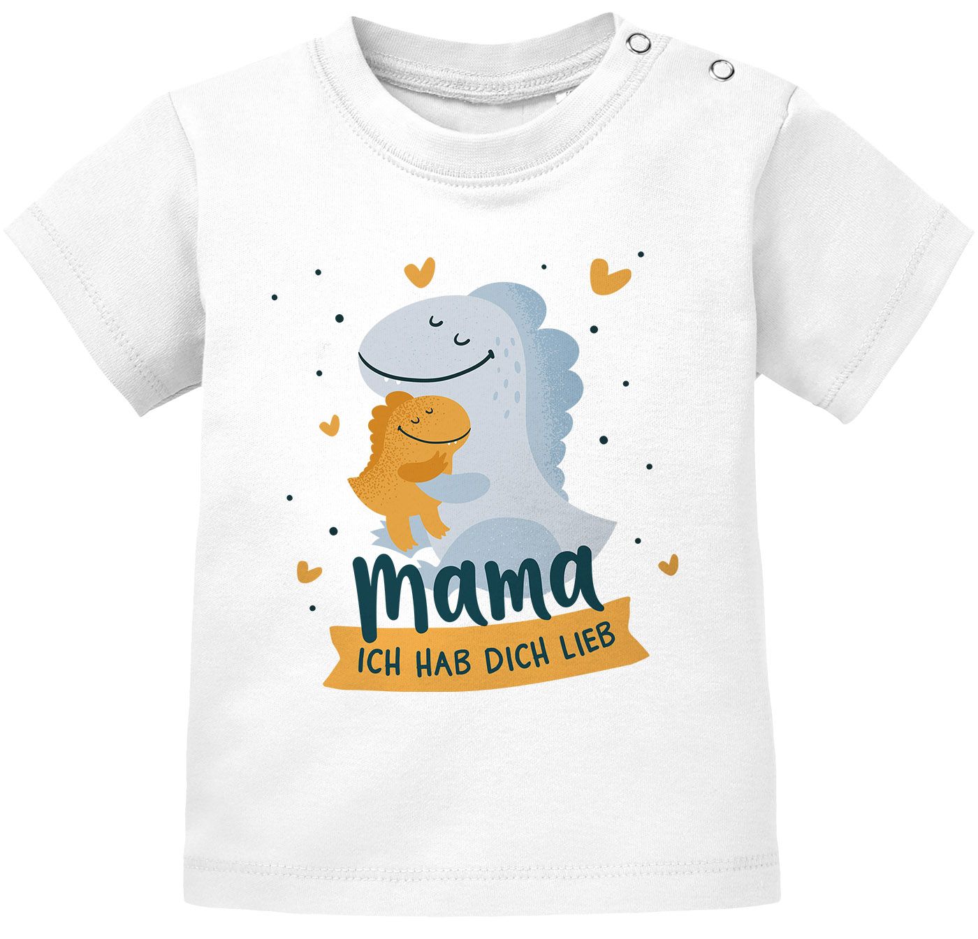 Baby T-Shirt kurzarm Geschenk Mama ich hab dich lieb Dino Dinosaurier Jungen Mädchen Oberteil Bio-Baumwolle SpecialMe®