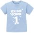 Baby T-Shirt kurzarm Spruch Ich bin schon 1 - 1. Geburtstag Baby Kinder Geschenk für Einjährige Moonworks®preview