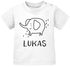 Baby T-Shirt mit Namen personalisiert Elefant lustige Zoo-Tiere Strichzeichung kurzarm Bio-Baumwolle SpecialMe®preview