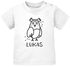 Baby T-Shirt mit Namen personalisiert Eule Uhu lustige Tiere Strichzeichung kurzarm Bio-Baumwolle SpecialMe®preview