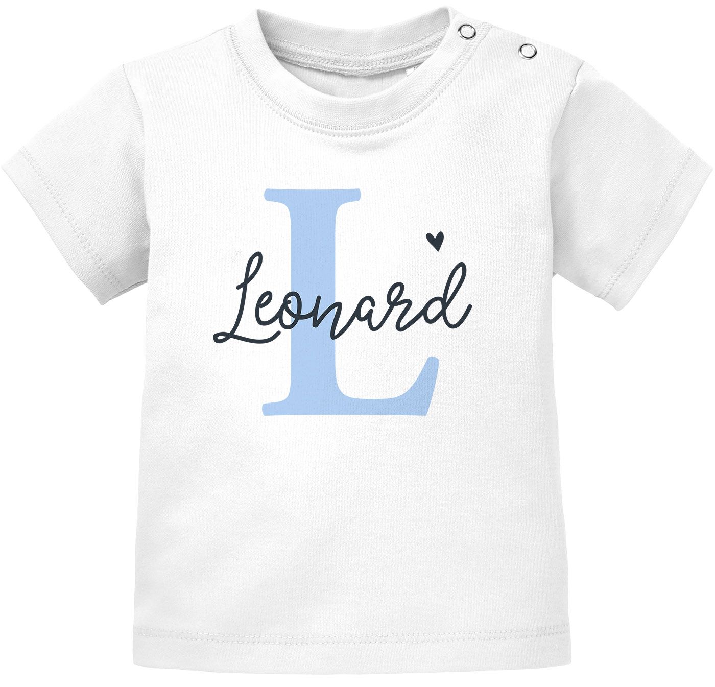 Baby T-Shirt mit Namen personalisiert Herz Initiale Anfangsbuchstabe Geschenk Geburt Junge Mädchen kurzarm Bio-Baumwolle SpecialMe®
