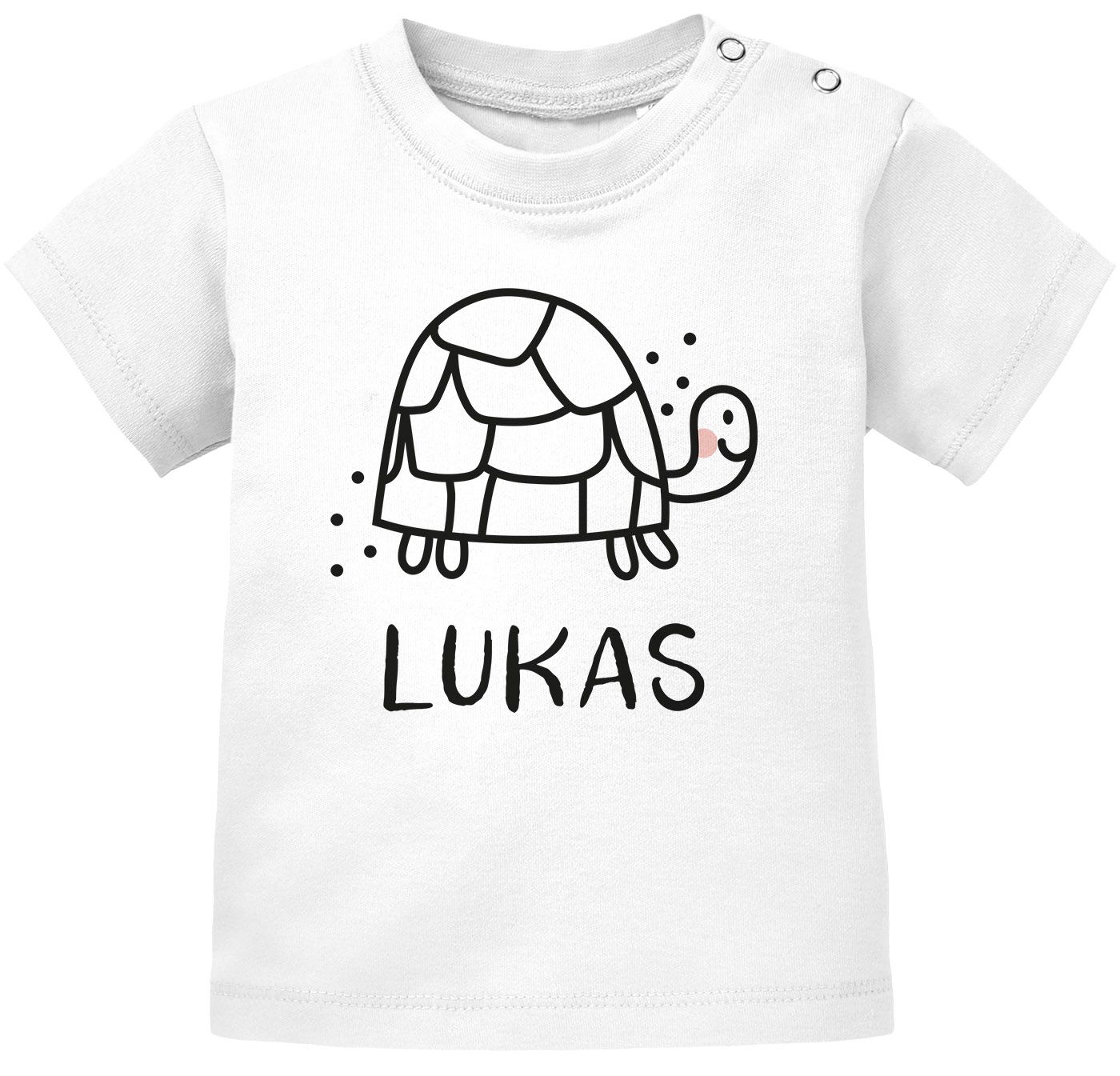 Baby T-Shirt mit Namen personalisiert Schildkröte lustige Zoo-Tiere Strichzeichung kurzarm Bio-Baumwolle SpecialMe®
