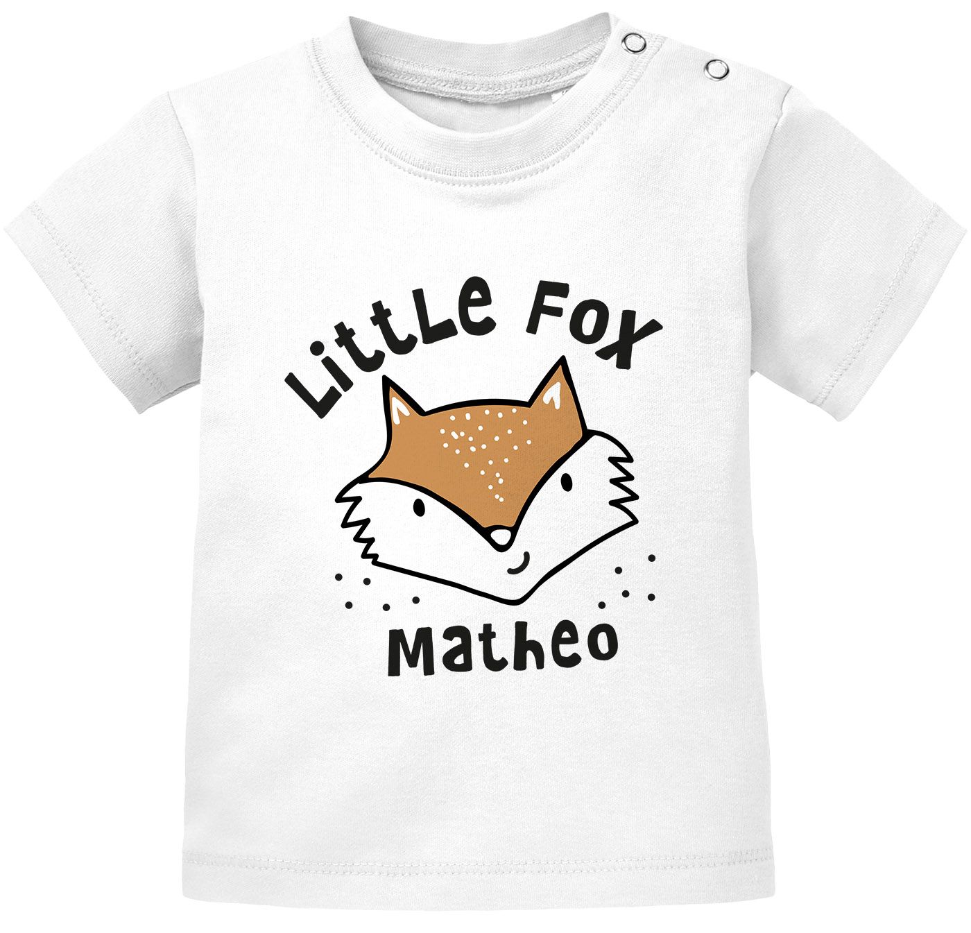 Baby T-Shirt mit Namen personalisiertTiermotive little Fox Fuchs Pinguin Panda kurzarm Bio-Baumwolle SpecialMe®
