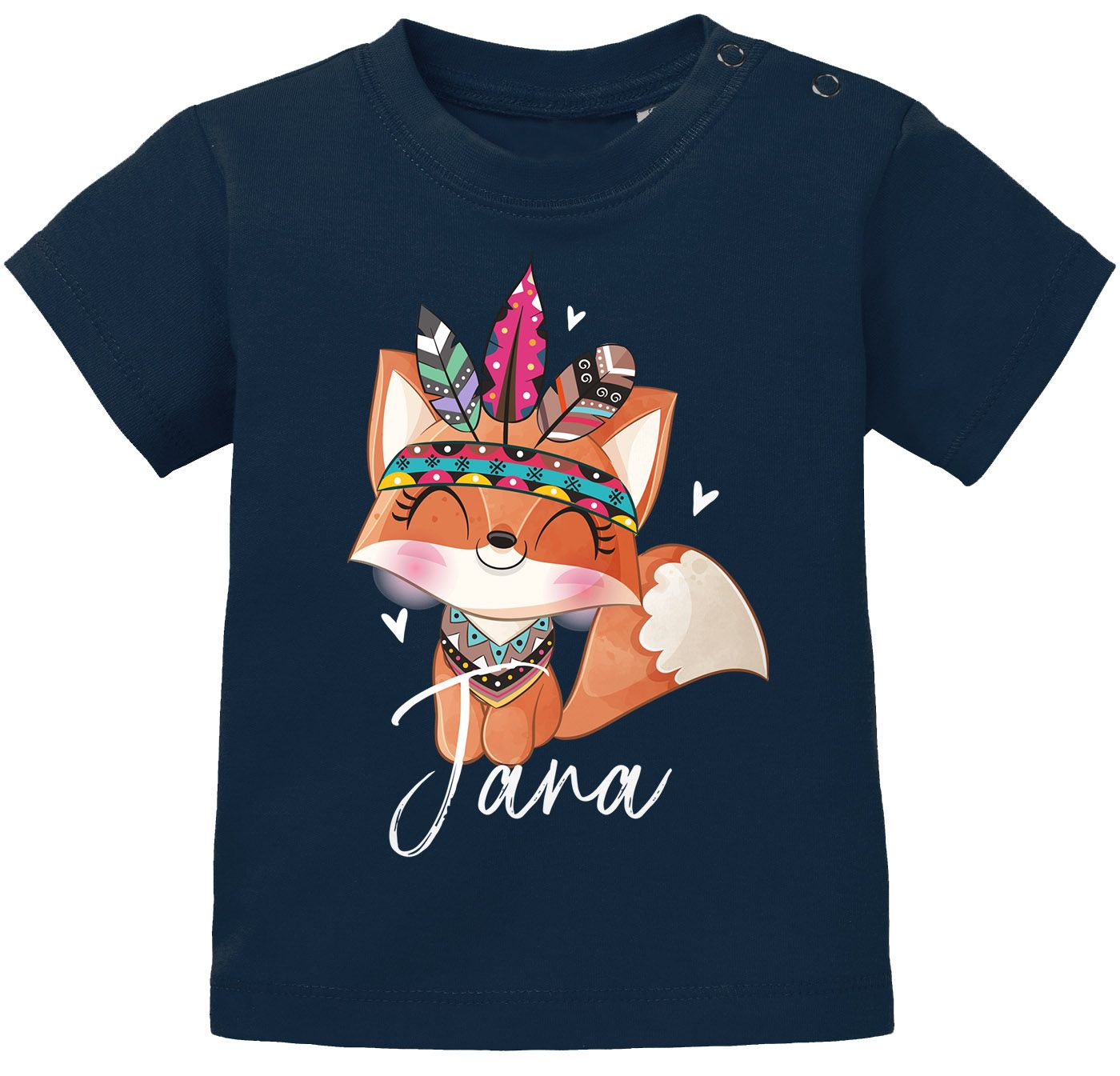 Baby T-Shirt Name personalisiert Boho Fuchs Tier-Motive Bedrucken Junge Mädchen kurzarm Bio-Baumwolle SpecialMe®