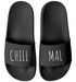 Badeschlappen mit Spruch Lustig Chill Mal Badelatschen Relax Unisex mit Aufdruck Herren Damen Badeschuhe Moonworks®preview