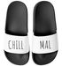 Badeschlappen mit Spruch Lustig Chill Mal Badelatschen Relax Unisex mit Aufdruck Herren Damen Badeschuhe Moonworks®preview