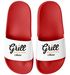 Badeschlappen personalisiert mit Namen | Lustige BBQ-Slides für Männer Papas Grillfans | Witziges Geschenk Vatertag Gartenparty Moonworks®preview