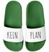 Badeschlappen Spruch Kein Plan Badelatschen Unisex mit Aufdruck Lustig Herren Damen Badeschuhe Urlaub Gadget Moonworks®preview