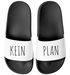 Badeschlappen Spruch Kein Plan Badelatschen Unisex mit Aufdruck Lustig Herren Damen Badeschuhe Urlaub Gadget Moonworks®preview