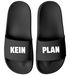 Badeschlappen Spruch Kein Plan Badelatschen Unisex mit Aufdruck Lustig Herren Damen Badeschuhe Urlaub Gadget Moonworks®preview