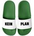 Badeschlappen Spruch Kein Plan Badelatschen Unisex mit Aufdruck Lustig Herren Damen Badeschuhe Urlaub Gadget Moonworks®preview