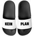 Badeschlappen Spruch Kein Plan Badelatschen Unisex mit Aufdruck Lustig Herren Damen Badeschuhe Urlaub Gadget Moonworks®preview