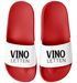 Badeschlappen Vino-Letten Unisex mit Aufdruck Spruch Lustig Wein Herren Damen Badeschuhe Geschenk Weinliebhaber Moonworks®preview