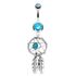 Bauchnabel Piercing Traumfänger Dreamcatcher Zirkonia Kristalle Anhänger Federn Autiga®preview