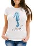 Cooles Damen T-Shirt Flamingo Seepferdchen Watercolor Slim Fit Neverless®preview