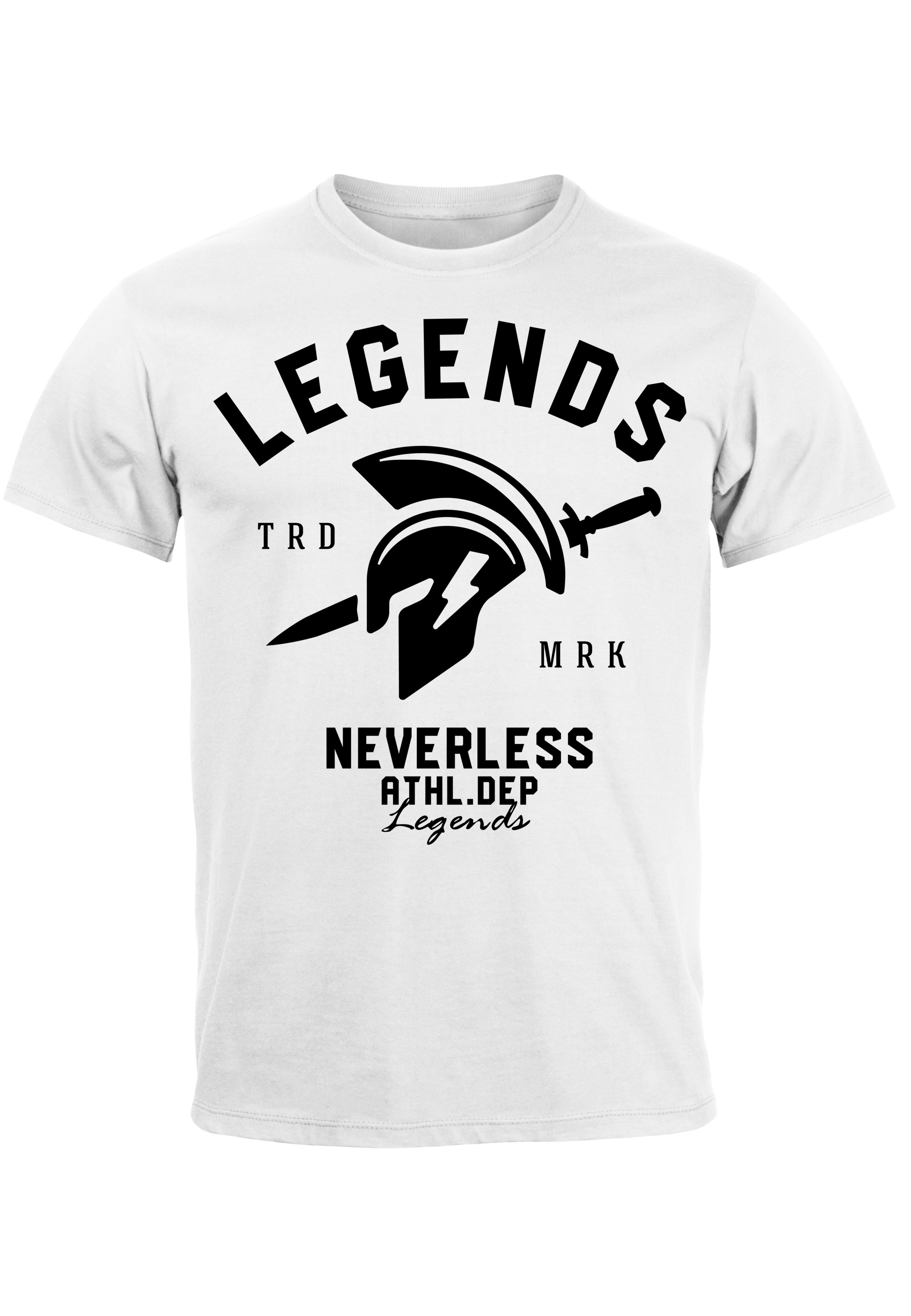 Neverless Maglietta Uomo Vintage Sparta - Stampa Guerriero Con Elmo - Colore Nero Taglia L - 100% Cotone Effetto Usato