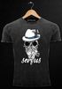Cooles, lustiges Angesagtes Herren T-Shirt Vintage Shirt Servus Skull Totenkopf Aufdruck Used Look Slim Fit Neverless®preview