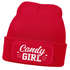 Damen Beanie - Candy Girl - Strickmütze Spruch Karneval Fasching Aufdruck Lustig Damenmütze Moonworks®preview