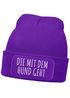 Damen Beanie Geschenk für Hundeliebhaberinnen Strickmütze mit Spruch Aufdruck Lustig Die mit dem Hund geht Hundebesitzer Moonworks®preview