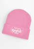 Damen Beanie mit bedrucktem Patch - Hokus Pokus Konfetti Modus - Strickmütze Spruch Karneval Fasching Aufdruck Lustig Damenmütze Moonworks®preview