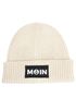 Damen Beanie mit Patch Aufdruck Print Moin Nordisch Wintermütze Strickmütze Neverless®preview