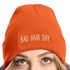 Damen Beanie mit Patch Bad Hair Day Haare Strickmütze mit Spruch Aufdruck Lustig Damenmütze Moonworks®preview