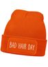 Damen Beanie mit Patch Bad Hair Day Haare Strickmütze mit Spruch Aufdruck Lustig Damenmütze Moonworks®preview