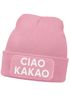 Damen Beanie mit Patch Ciao Kakao Strickmütze mit Spruch Aufdruck Lustig Damenmütze Moonworks®preview