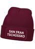 Damen Beanie mit Patch San Fran Tschüssiko Strickmütze mit Spruch Aufdruck Lustig Damenmütze Moonworks®preview