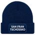 Damen Beanie mit Patch San Fran Tschüssiko Strickmütze mit Spruch Aufdruck Lustig Damenmütze Moonworks®preview