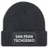 Damen Beanie mit Patch San Fran Tschüssiko Strickmütze mit Spruch Aufdruck Lustig Damenmütze Moonworks®preview