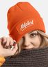 Damen Beanie mit Patch Skifahren Strickmütze mit Spruch Aufdruck Abfahrt Damenmütze Moonworks®preview