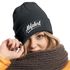 Damen Beanie mit Patch Skifahren Strickmütze mit Spruch Aufdruck Abfahrt Damenmütze Moonworks®preview