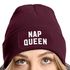 Damen Beanie mit Patch Spruch Nap Queen Statement Strickmütze Aufdruck Lustig Damenmütze Moonworks®preview