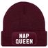 Damen Beanie mit Patch Spruch Nap Queen Statement Strickmütze Aufdruck Lustig Damenmütze Moonworks®preview