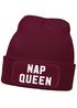 Damen Beanie mit Patch Spruch Nap Queen Statement Strickmütze Aufdruck Lustig Damenmütze Moonworks®preview