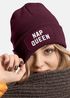 Damen Beanie mit Patch Spruch Nap Queen Statement Strickmütze Aufdruck Lustig Damenmütze Moonworks®preview