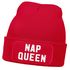 Damen Beanie mit Patch Spruch Nap Queen Statement Strickmütze Aufdruck Lustig Damenmütze Moonworks®preview